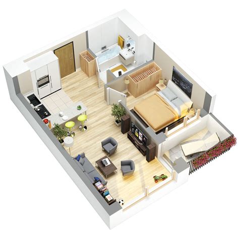 3D floor plans on Behance | Apartment floor plans, Apartment layout ...