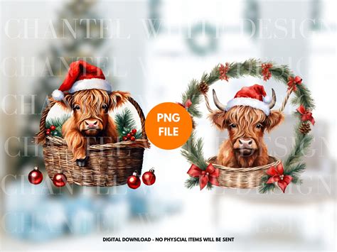 Highland Cow Christmas Png Christmas Cow Png Bundle 12 - Etsy