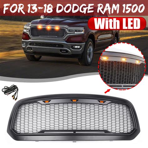 Front Grille ABS Honeycomb Bumper Grill With LED For Dodge Ram 1500