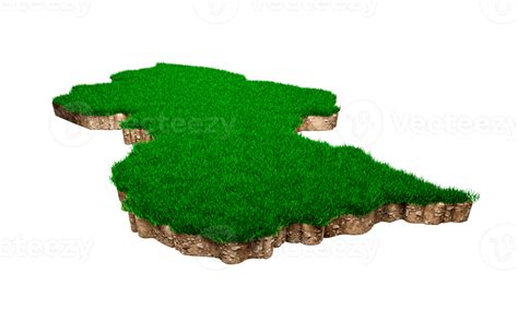 Guyana Map Soil Land Geology Cross Section With Green Grass And Rock