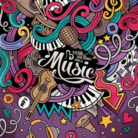 Cartoon Hand Drawn Doodles Musical Illustration Vector Art At