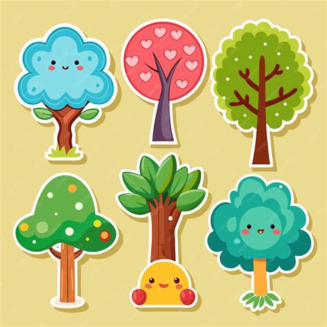Desenhos De Árvores Bonitas - Árvores de desenho animado bonitas com diferentes estilos, cores e ...