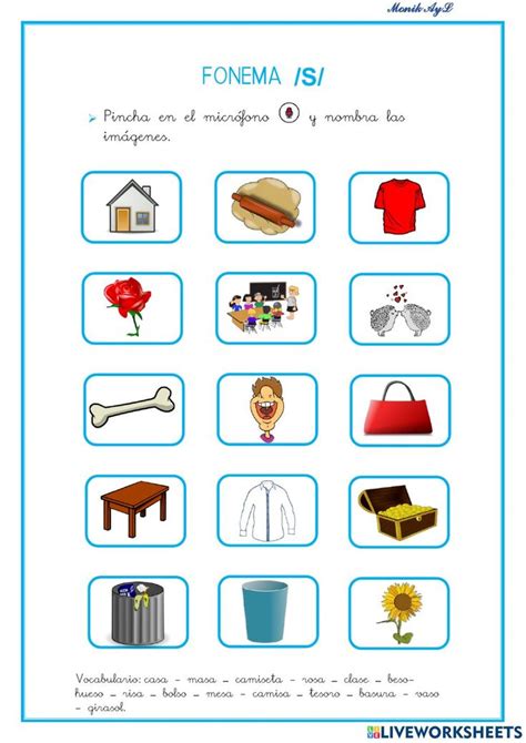 Fonema S Online Worksheet