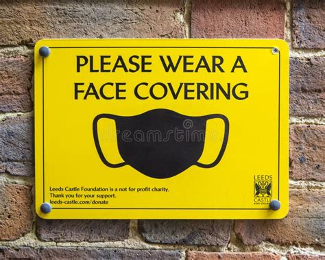 Please Wear A Face Covering Sign At Leeds Castle In Kent Editorial