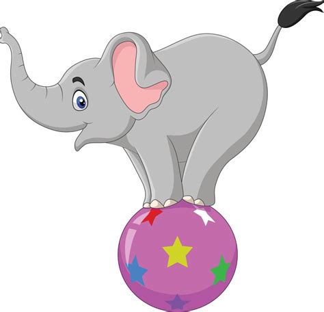 elefante de circo dos desenhos animados em pé em uma bola 7270857 Vetor