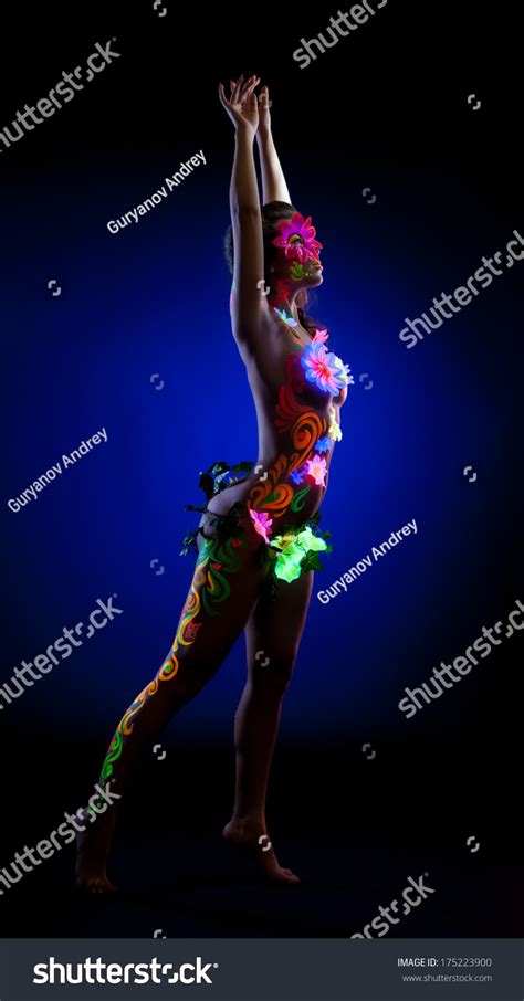 Beautiful Naked Woman Luminous Uv Makeup Stock Photo 175223900 Shutterstock