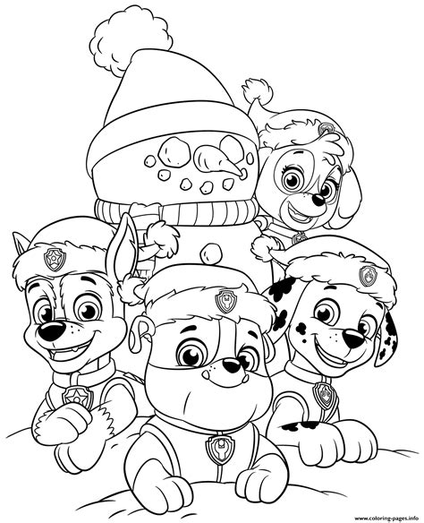 Paw Patrol Christmas Coloring Page Printable