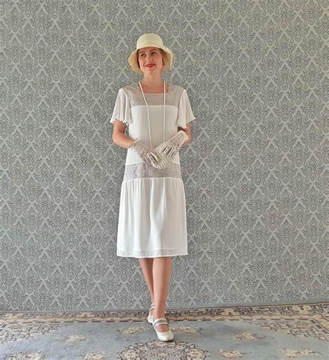 Off White Downton Abbey Dress With Flutter Sleeves White Etsy Great