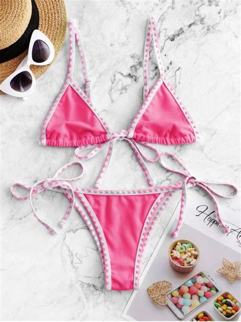 45 OFF POPULAR 2020 ZAFUL Textured Whip Stitch String Bikini