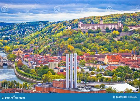 Old Town of Wurzburg and Castle on the Hill Panoramic View Stock Image ...