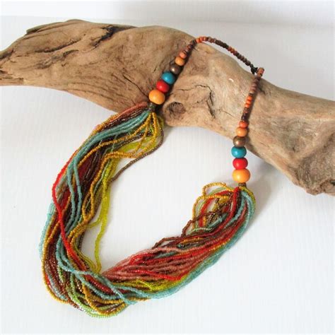 Multi Strand Seed Bead Necklace Etsy