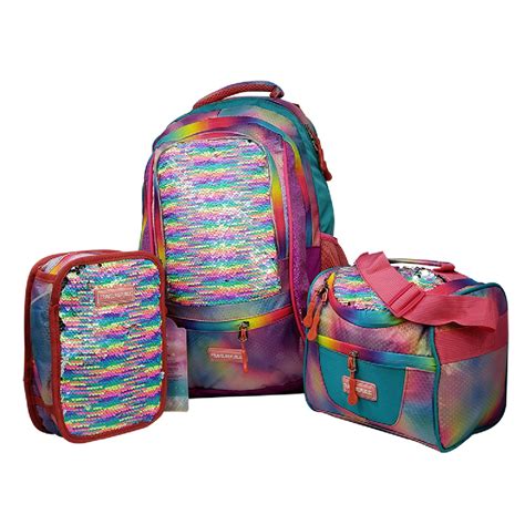 Set Mochila Escolar Lonchera Y Lapicera Lentejuelas Sirena Travel Repu