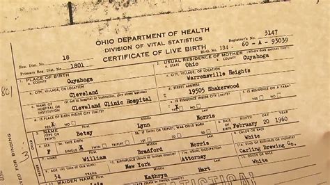 Ohio Birth Certificate | TUTORE.ORG - Master of Documents