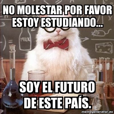 Meme Chemistry Cat No Molestar Por Favor Estoy Estudiando Soy El