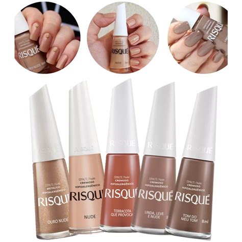Esmaltes Risqué Tons de Nude Cores Shopee Brasil
