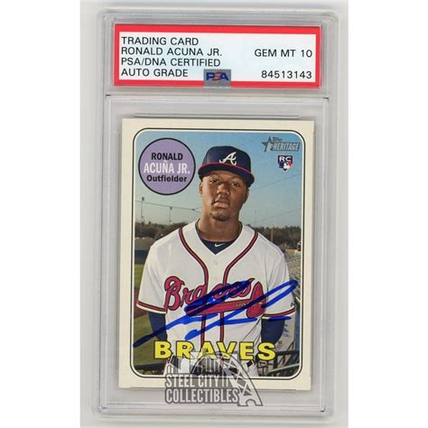 Ronald Acuna Jr 2018 Topps Heritage Autographed Rookie RC Card 580