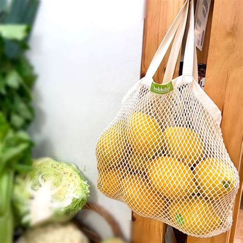 Juego 3 bolsas malla algodón orgánico para comprar frutas y verduras