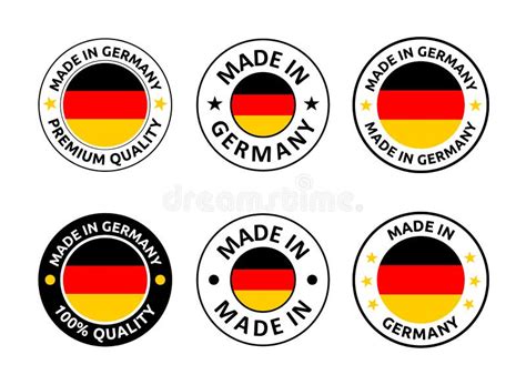 Made In Germany Labels Set German Product Emblem Stock Vector