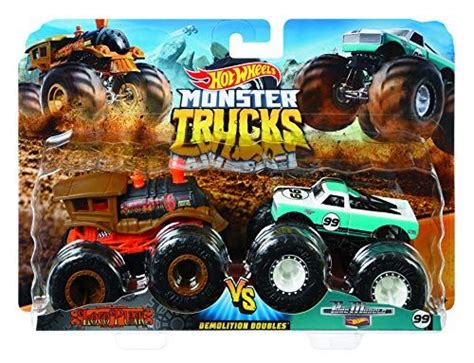 Hot Wheels Monster Trucks Demolition Doubles Set Of 2 Toy Monster Trucks In 1 64 Scale Styles