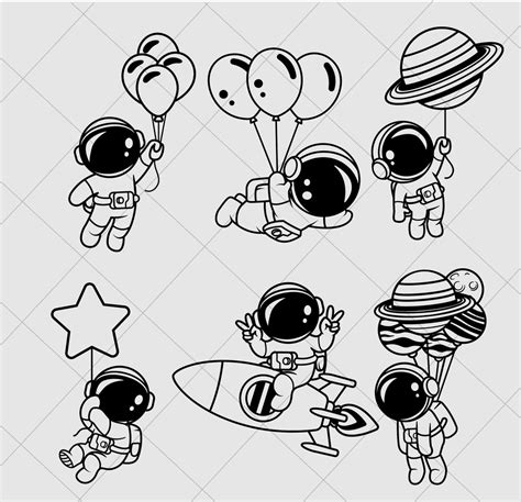 Cute Astronaut Svg Kid Astronaut Space Rocket Svg Balloon Spaceman