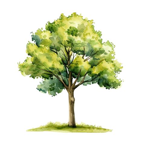 木の水彩クリップアートイラスト素材透過、PNGフリー画像ダウンロード - Pngtree