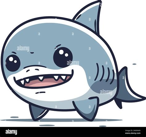 Cute Shark Cartoon Vector Illustration Funny Cartoon Shark Character