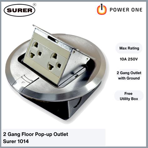 Surer 1014 2 Gang Pop Up Floor Outlet Round Type With FREE Utility Box