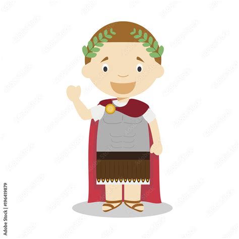 Julius Caesar cartoon character. Vector Illustration. Kids History ...