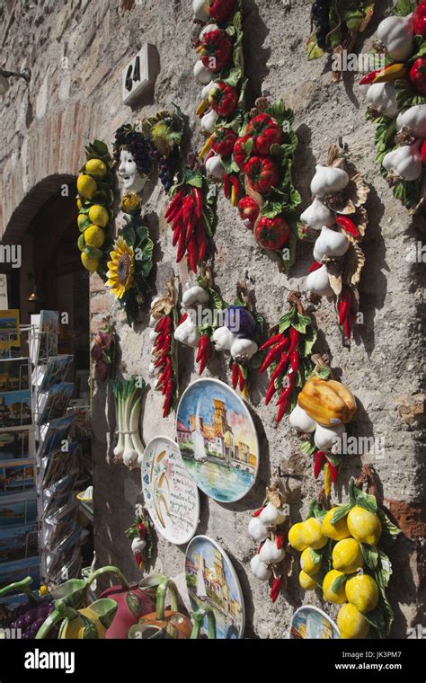 Italy Lombardy Lake District Lake Garda Sirmione Souvenirs Stock