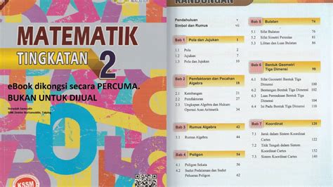 Buku Teks Matematik Tingkatan 2 Isi Kandungan Digital