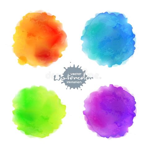 Bright Watercolor Circles Set Rainbow Watercolour Stains Collection