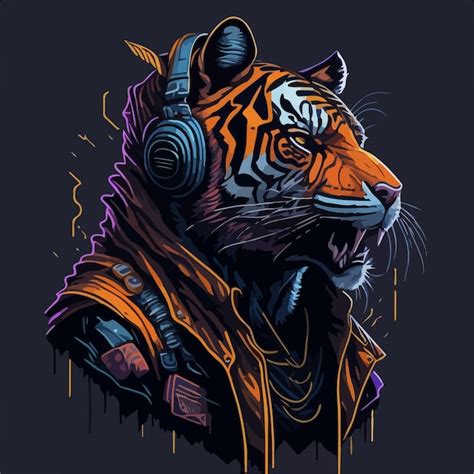 Un Design De T Shirt L Gant Avec Un Tigre Rappeur F Roce Portant Des