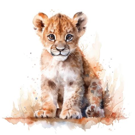 Premium AI Image | Watercolor Baby Lion