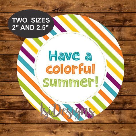 Have A Colorful Summer Favor Tags Instant Download Summer Favor