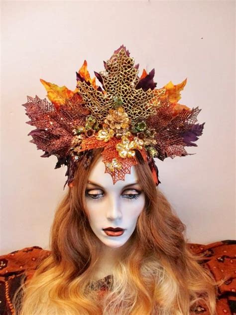 Autumn Crown Autumn Leaves Headpiece Pagan Wiccan Glitter Sparkle Gold