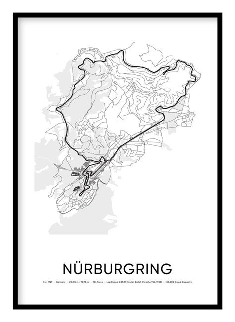 Nurburgring Nordschleife Race Track Poster Minimalist Wall Decor ...