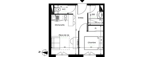 Plan appartement T2 de 26 90 m² neuf résidence Isatis à Mérignac