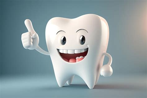 Premium Photo | Funny smiling tooth showing thumb up concept of teeth care