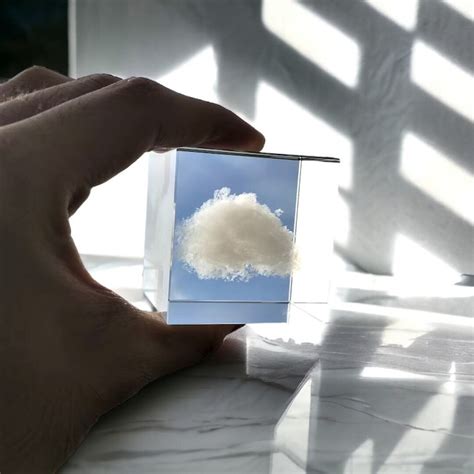 Crystal Cloud Cube Sky Nuage Sculpture Wolke Paperweight Shelf Sitter