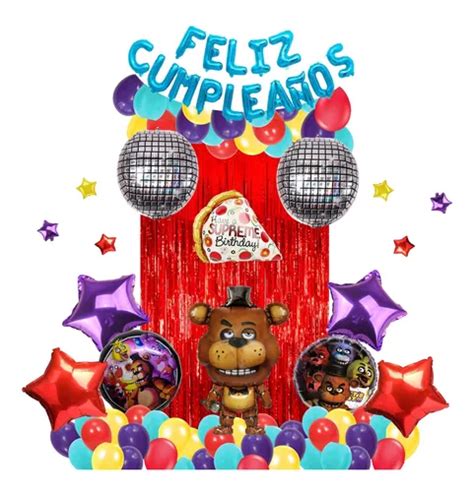 Set Decoración Fiesta Globos Fnaf Five Nights Freddys Envío Gratis