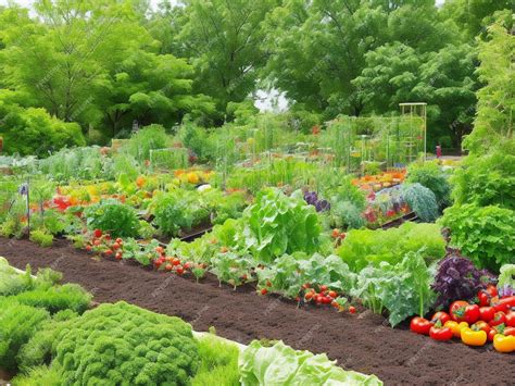 A vegetable garden with many different types of vegetables | Premium AI