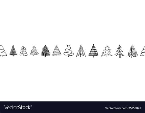 Hand drawn christmas tree border isolated Vector Image