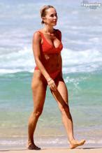Pip Edwards Sexy Shows Off Her Beautiful Body Wearing A Hot Red Bikini At Bondi Beach Aznude