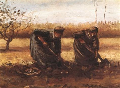 Two Peasant Women Digging Potatoes Vincent Van Gogh Wikiart Org