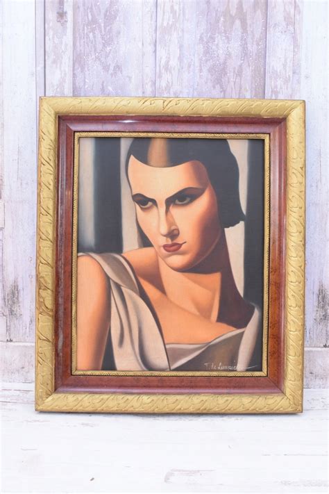 T De Łempicka Portret Kobiety Art Deco Stary Obraz Olejny z Francji