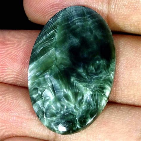 Natural Seraphinite Loose Gemstone Oval Cabochon Cts X X Mm Ebay