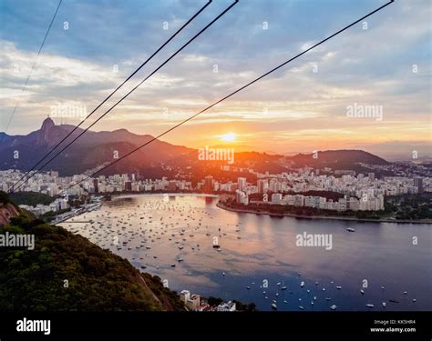 Skyline from the Sugarloaf Mountain at sunset, Rio de Janeiro, Brazil ...