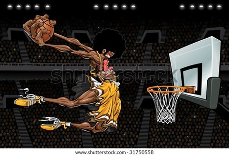 Vector Illustration African American Basketball Player Stock Vector