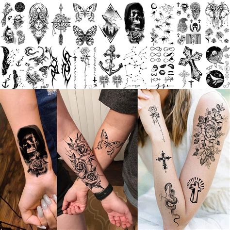 Shegazzi 64 Sheets 3d Flower Temporary Tattoos For Women Girl 12 Sheets Realistic Sexy Rose