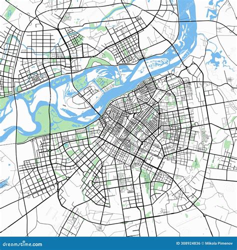 Map of Harbin city. stock illustration. Illustration of line - 308924836